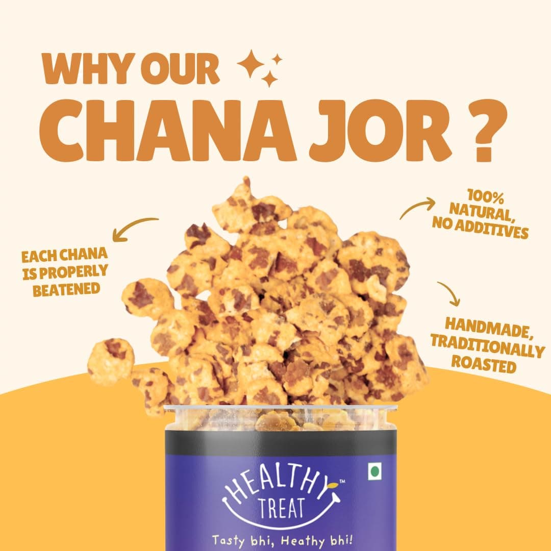Healthy Treat Roasted Chana Jor Garam 200 gm | Healthy, Roasted Oil-Free Namkeen | Ready-to-eat | Healthy Snacks | Low in calories | Protein-Rich Snack | Roasted Beaten Chana Snack | Gluten Free — image 4