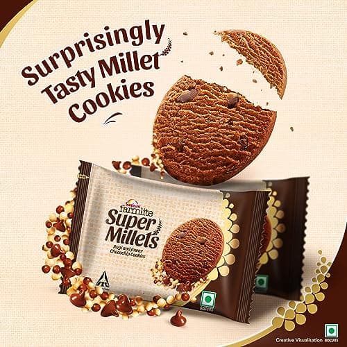 sunfeast Farmlite Super Millets Ragi and Jowar Chocochip Cookies, Delightfully Tasty & Crunchy, Made with No Added Maida, Millet Biscuits, 75g — image 4