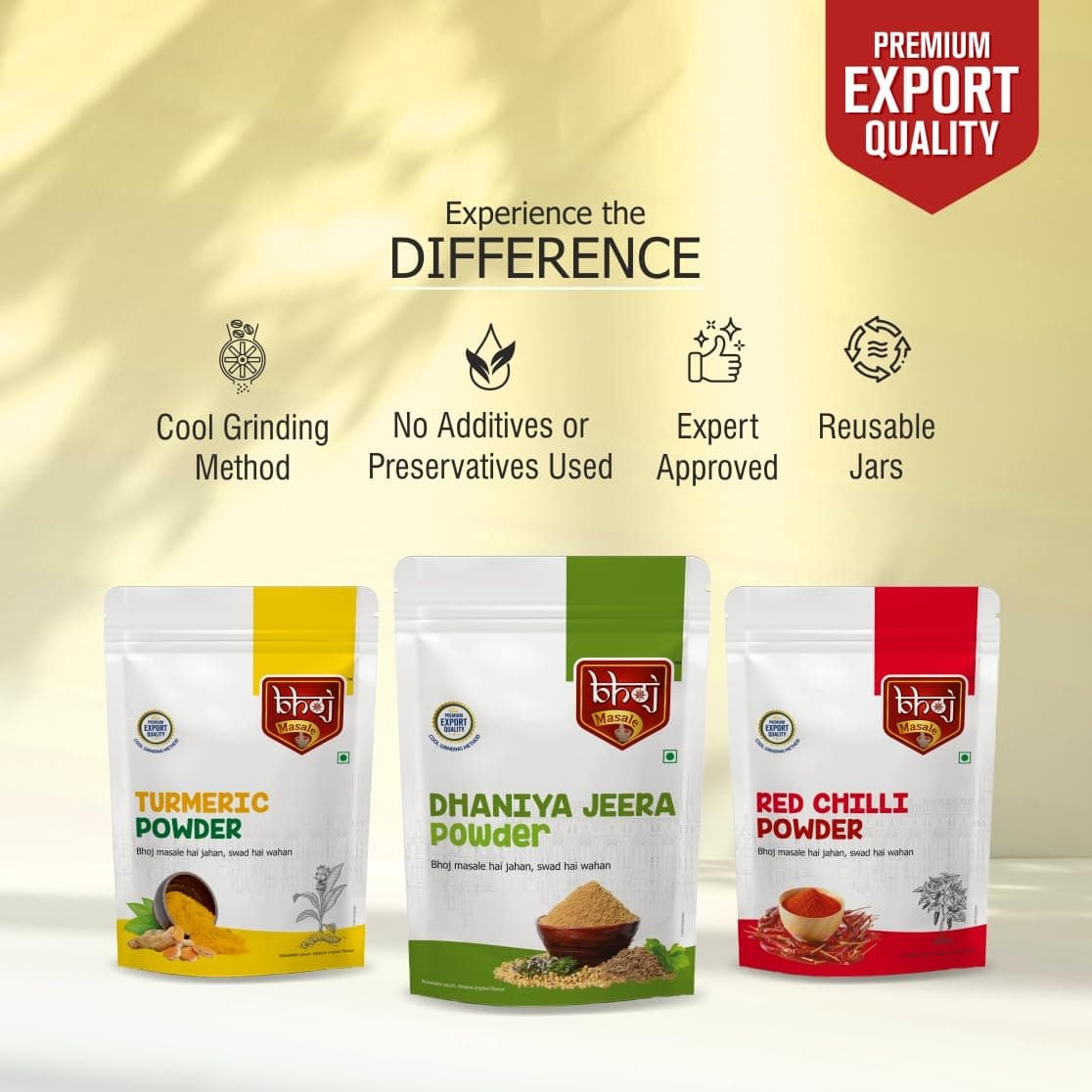 Bhoj Masale Haldi ,Jeera Dhaniya And Red Chili Powder Combo Pack 200GM Each | Aromatic Spice for Flavorful Indian Cooking | For Flavorful Cooking | No Artificial Flavor Added. No Colour, No Preservatives, No Onion & No Garlic (Jain Masala) — image 4