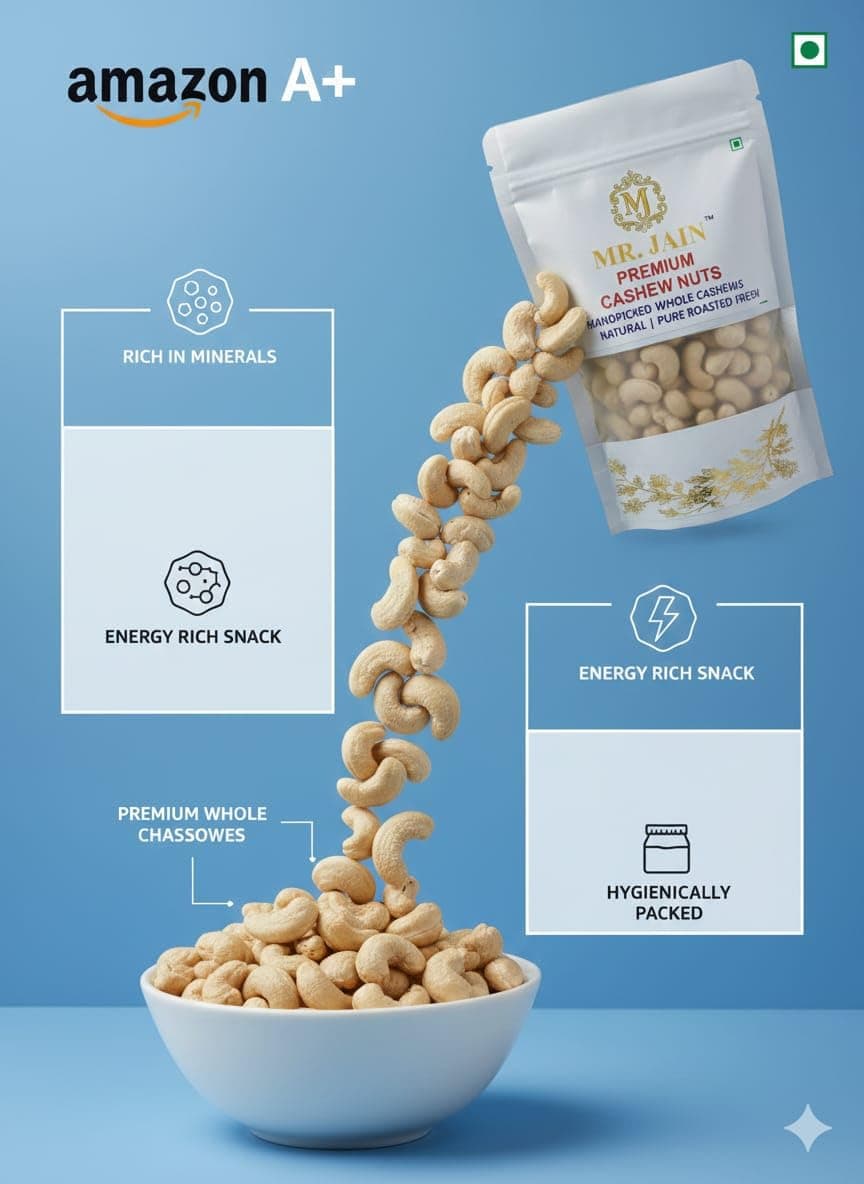Mr. Jain Premium Cashew Nuts, Handpicked Whole Cashews, Natural Pure Roasted Fresh, Crunchy Taste (500) — image 3