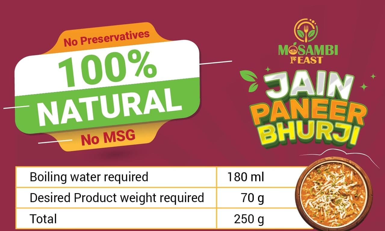 MOSAMBI FEAST Ready-to-Eat Jain Paneer Bhurji | 100% Natural Zero Preservatives | Rich Creamy Authentic Indian Flavors | Healthy Vegetarian Meal — image 3