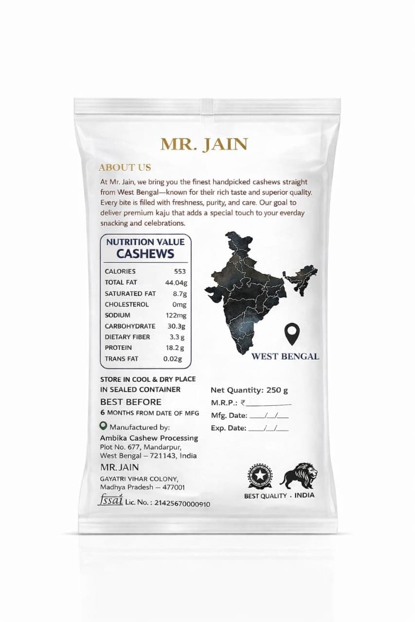 Mr. Jain Premium Cashew Nuts, Handpicked Whole Cashews, Natural Pure Roasted Fresh, Crunchy Taste (500) — image 4