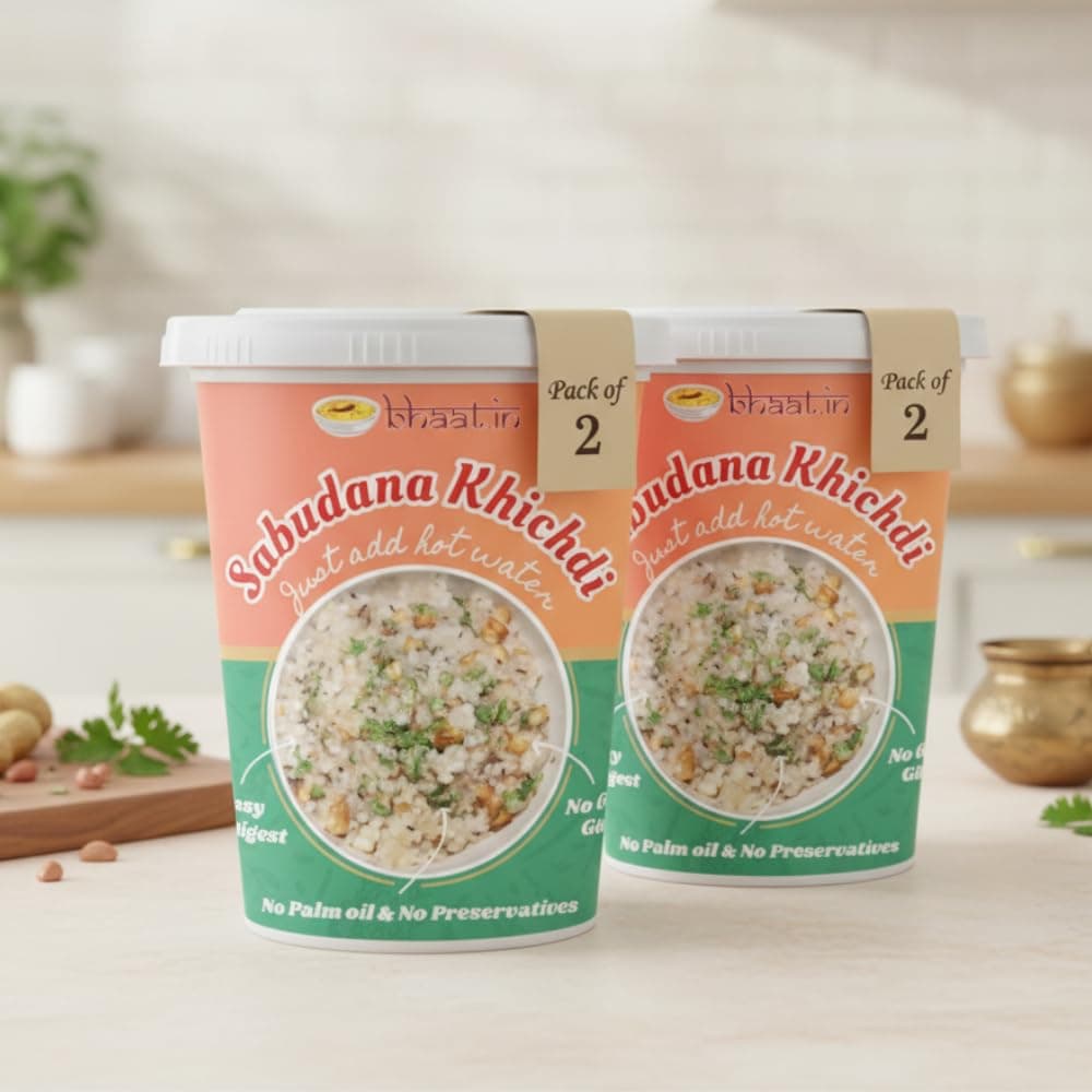 Bhaat.in Sabudana Khichdi |Pack of 2| Ready to Eat Khichdi Bowl | Desi ghee|Instant Healthy Comfort Food | Wholesome Meal in 7 Minutes| Instant Meal | No Onion, No Garlic | NO PALM OIL | Vegetarian & Gluten-Free | Perfect for Daily Breakfast & Travel| NUT FREE — image 2