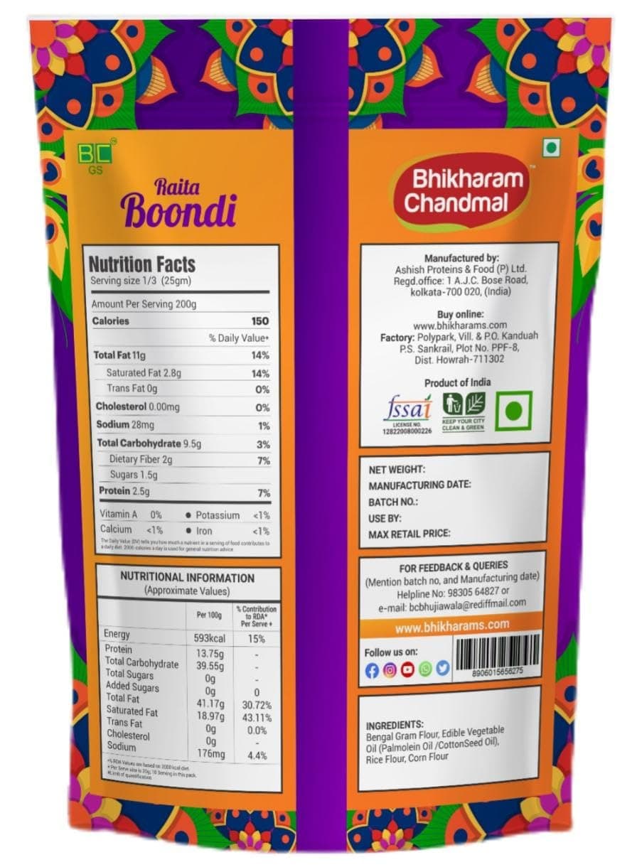 Bhikharam Chandmal's Raita Boondi I 200gms | No Onion No Garlic I 100% Roasted | Fresh from Factory | Travel - Gift Pack | Crunchy, AnyTime Snack I Ready to Eat | — image 2