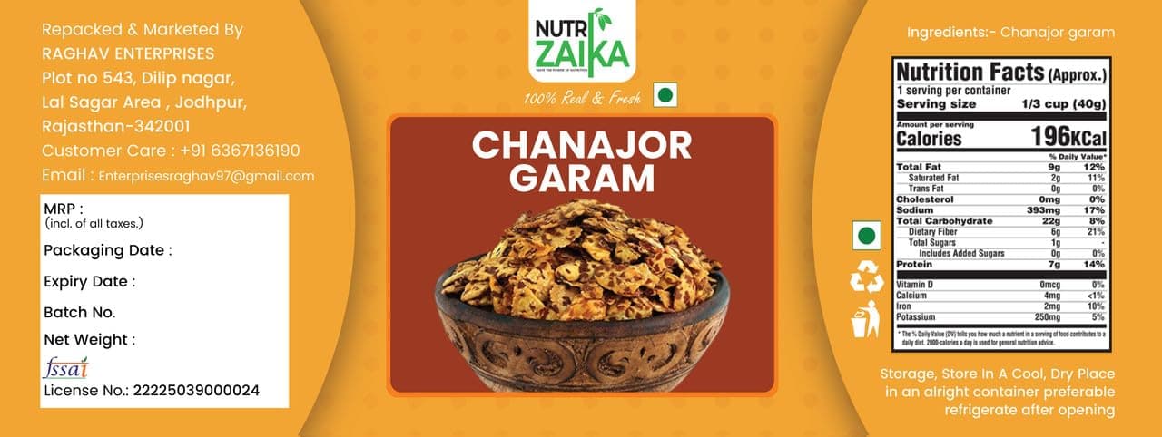 NUTRIZAIKA Chana Jor Garam | Spicy & Crunchy Roasted Chana Snack | High Protein & Fiber | Traditional Indian Namkeen |250gm — image 2