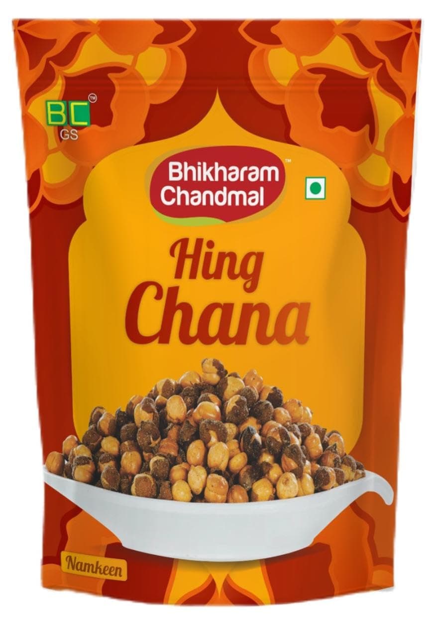 Bhikharam Chandmal's Roasted Hing Chana I 200gms | No Onion No Garlic I 100% Roasted | Fresh from Factory | Travel - Gift Pack | Vegan Gluten-Free | Crunchy, AnyTime Snack I Ready to Eat |