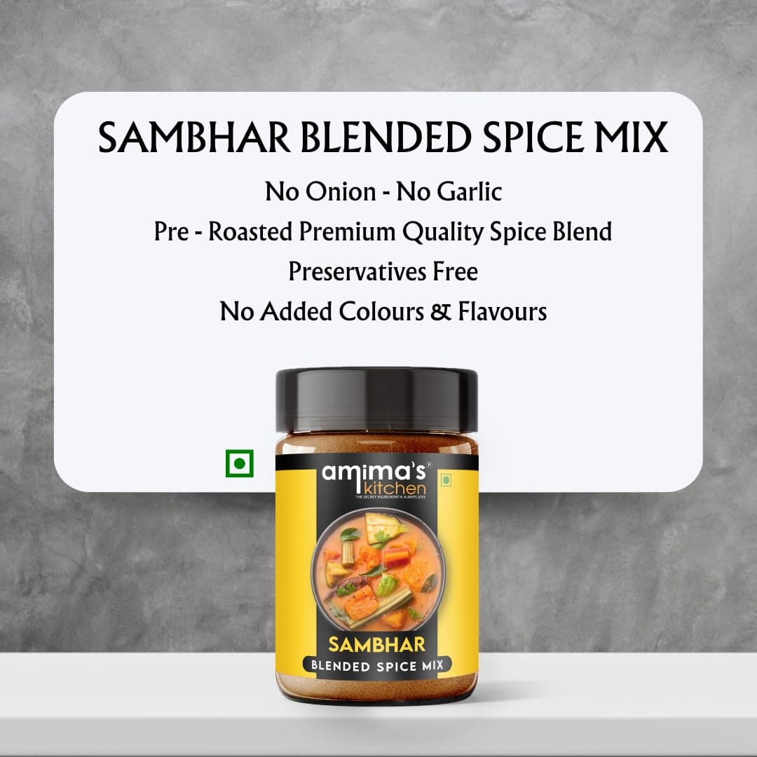 Amima's Kitchen Sambhar Jain Spice Mix (No Onion No Garlic) – 100 Grams | Blended Spice Mix | For Healthy and Delicious Cooking | No Synthetic Flavour & Color | Ready Masala Powder — image 4