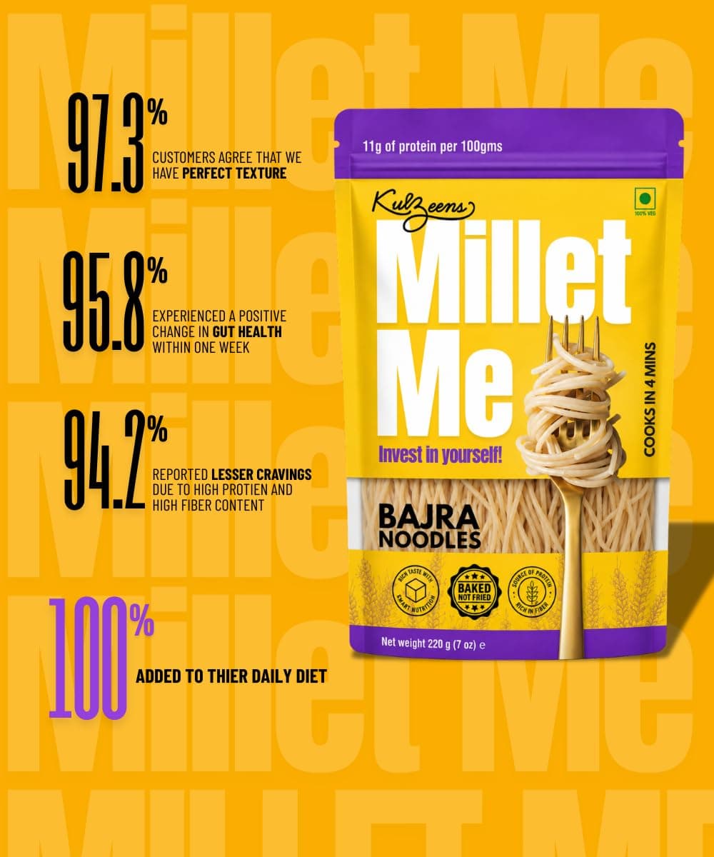 Millet Me by Kuizeens Bajra - 220g | Pearl Millet | Diabetic Friendly |Gluten-Free Noodles | High Fiber & Protein | Vegan & Diabetic-Friendly | Heart Healthy | Traditional Pearl Millet Noodles for Wholesome Meals | Jain | No Onion & Garlic — image 2