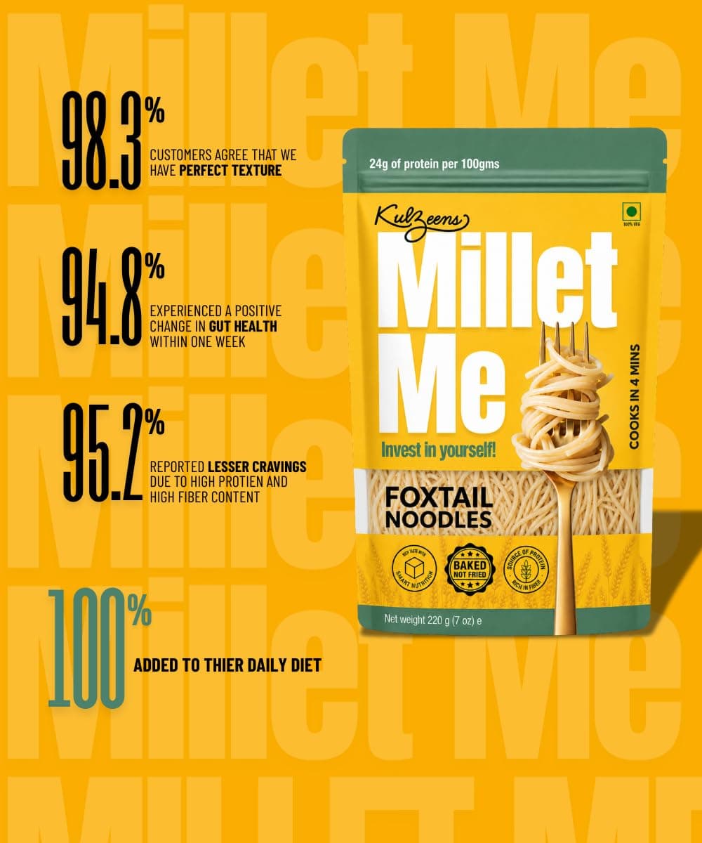 Millet Me by Kuizeens Foxtail Millet Noodles - 220G (Pack of 2) | Protein-Rich | Easy-to-Make | Fresh & Flavourfull | No MSG |No Preservatives|Ready in Minutes | Jain | No Onion & Garlic — image 2