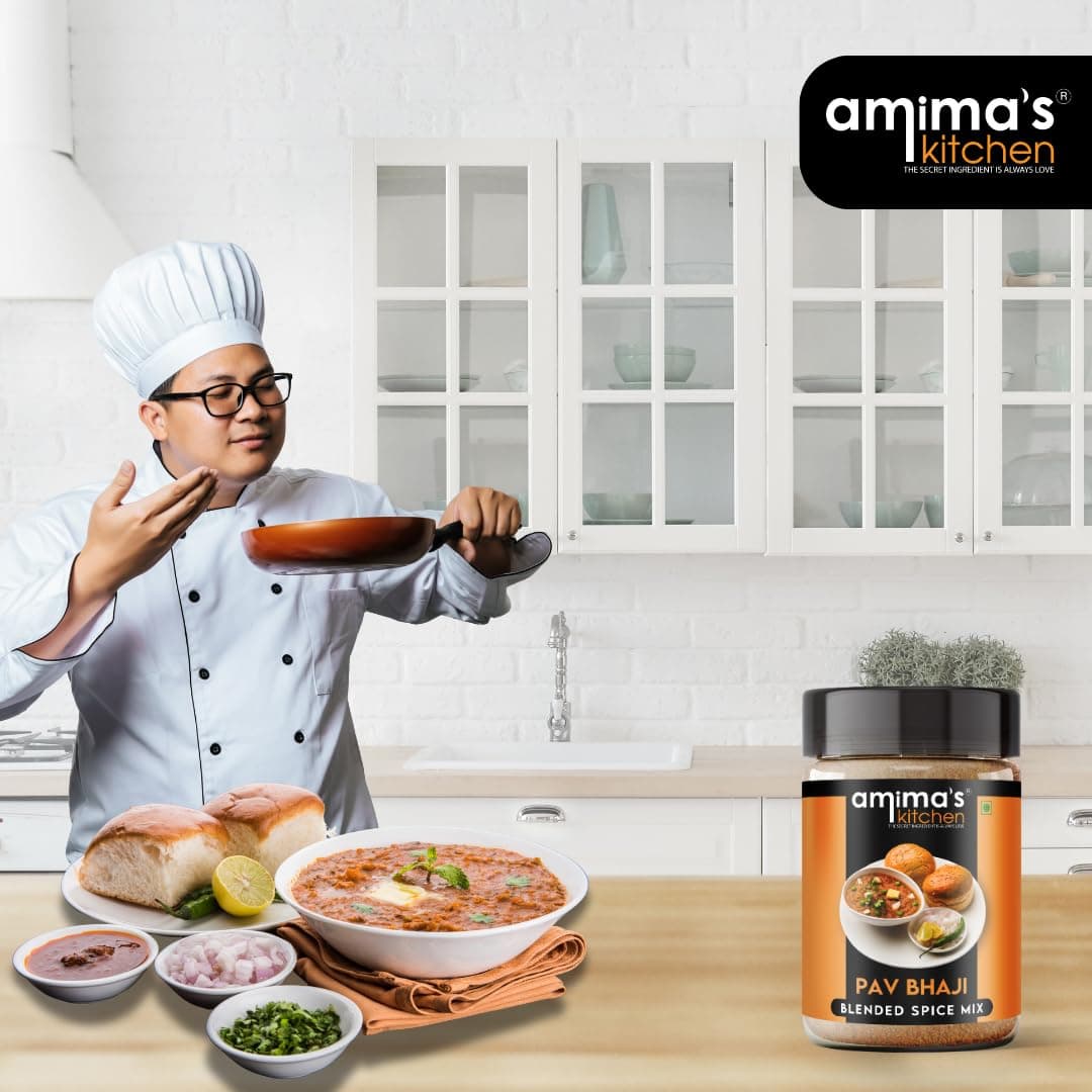 Amima's Kitchen Pav Bhaji Masala Powder (No Onion No Garlic) – 100 Grams | Blended Spice Mix | No Synthetic Flavour & Color | Ready Jain Spice Mix — image 5