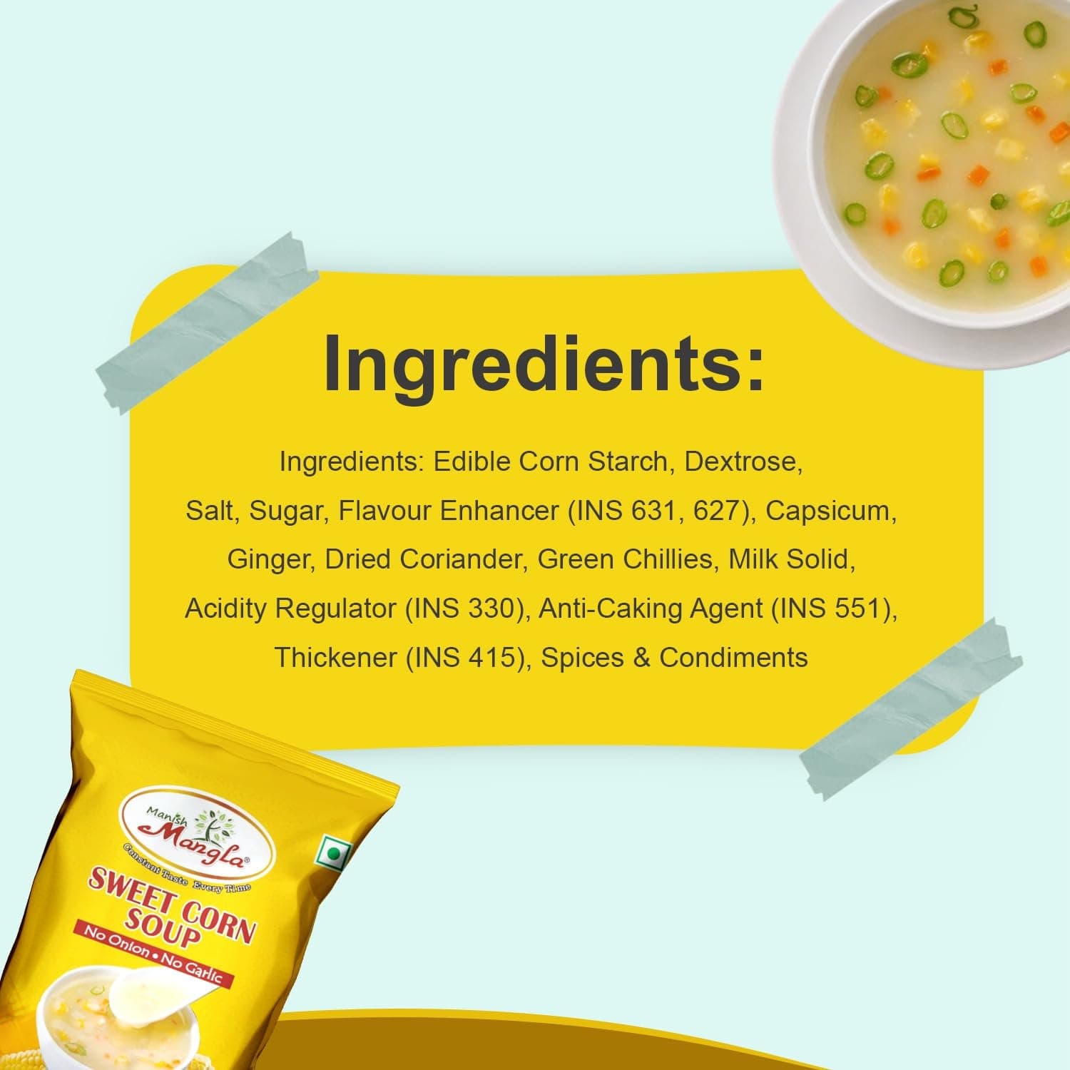 Manish Mangla Sweet Corn Soup Powder 500g – Instant Soup Mix, No Onion No Garlic, Quick & Easy Preparation, Rich Corn Flavor, 100% Vegetarian, Healthy Snack Option, Long Shelf Life — image 3