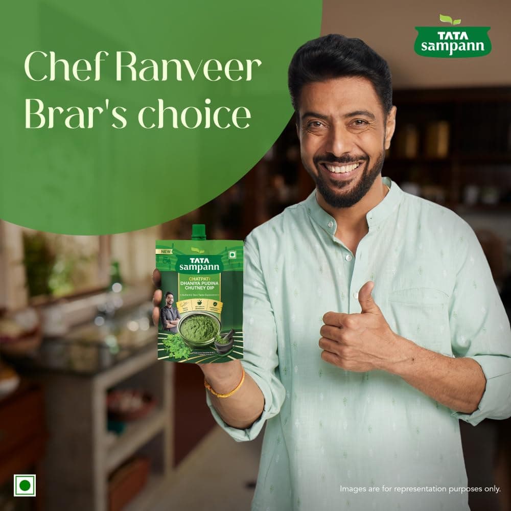 Tata Sampann Chatpati Dhaniya Pudina Chutney Dip, Made with Fresh Coriander and Mint, Tangy and Flavorful, Hari Chutney, Ready to eat, Pairs well with Parathas, Chaats & Snacks, 100% Quality Ingredients, Hygienically Prepared, 200 g — image 4