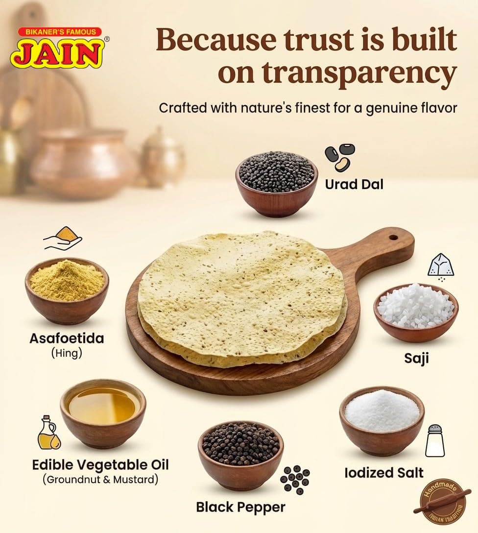JAIN Urad Papad, 200g, Papad Size-5.5 Inches, Handmade, No Preservatives, Contains 24-27 Papads Per Pack — image 4