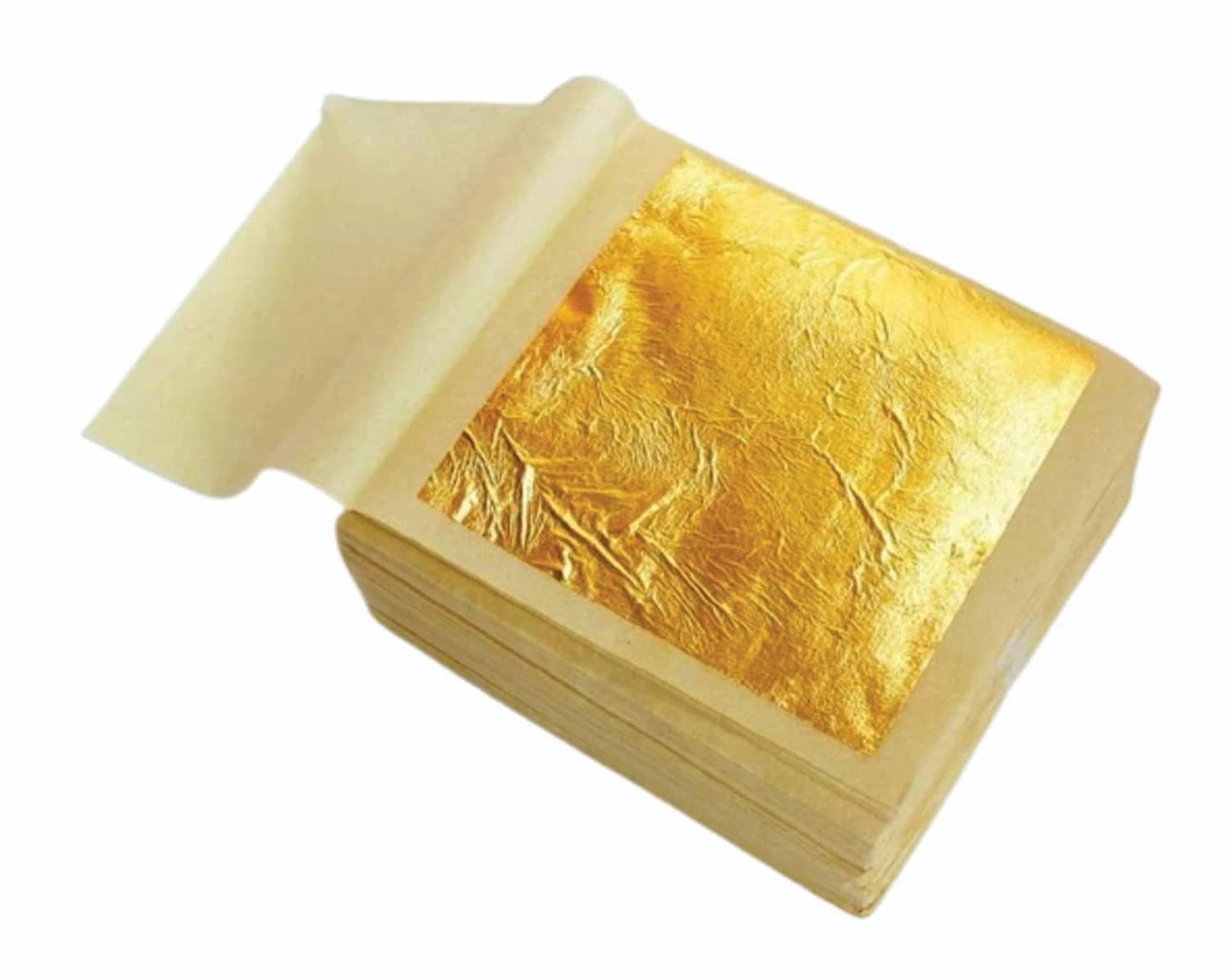 24k Pure Edible Gold Vark Golden Leaf 50MMx50MM Gold Foils 25 Sheets for Cake Sweets ayurvedic Medicine face Treatment Anti Aging spa (30) — image 2