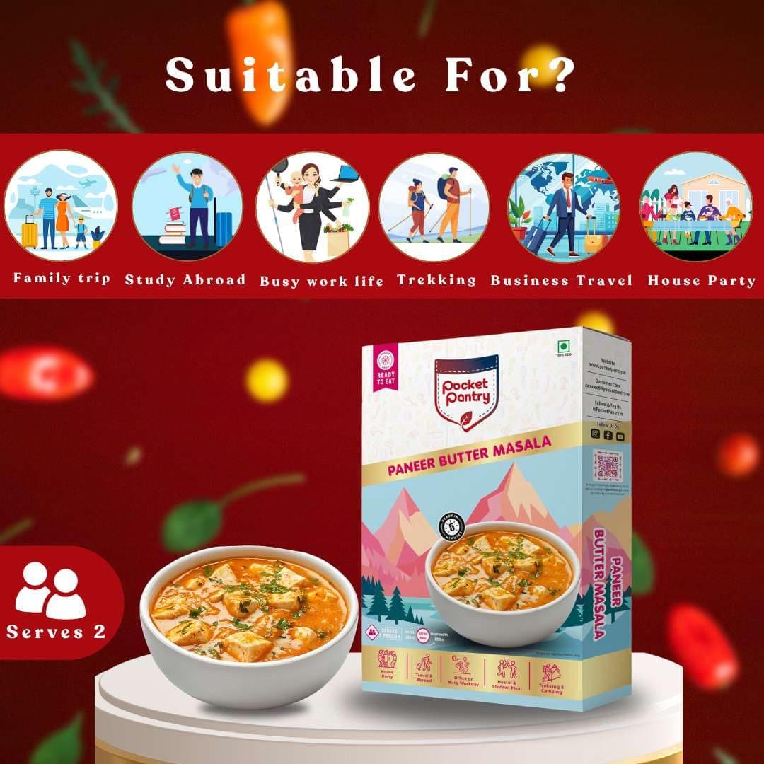 Pocket Pantry Ready to Eat Paneer Butter Masala(Jain) | Freeze Dried | Rehydrated Wt 280gm | No Palm Oil, No Preservatives | 100% Natural | Dry Wt 80g | Serves 2 |Instant Meal — image 5
