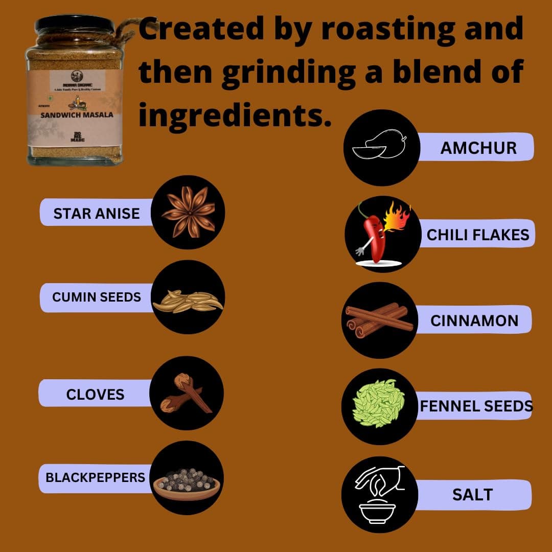 Indiana Organic Sandwich Masala Powder - 150 Gram, Freshly Ground Packed on Order | No Onion & Garlic. — image 3