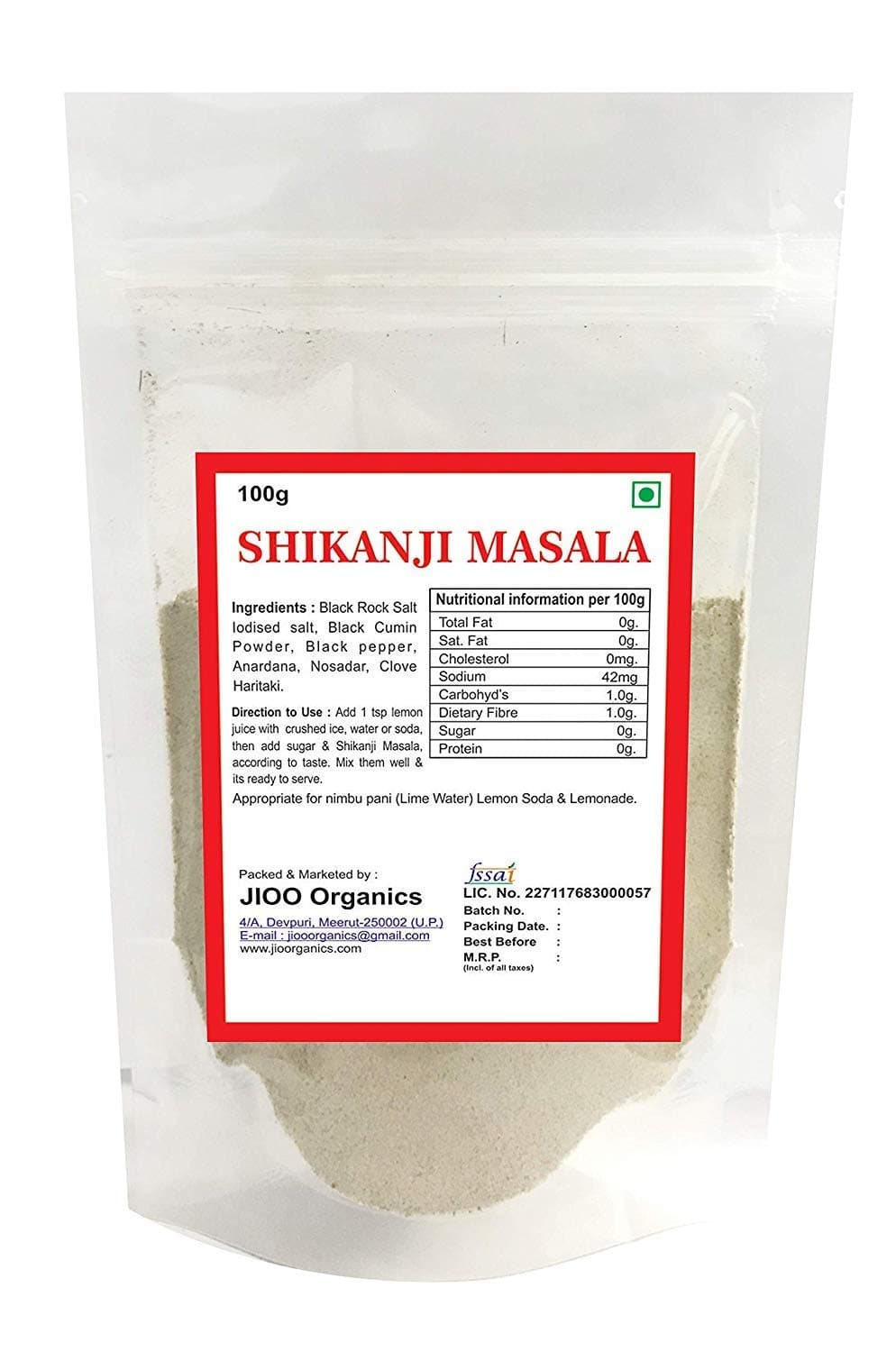 J Organics Khatta Meetha Shikanji Masala - Instant Summer Drink Mix | Natural Spices | Refreshing Taste | Kids' Favorite | Shikangi Powder | 100 grams Pack — image 2