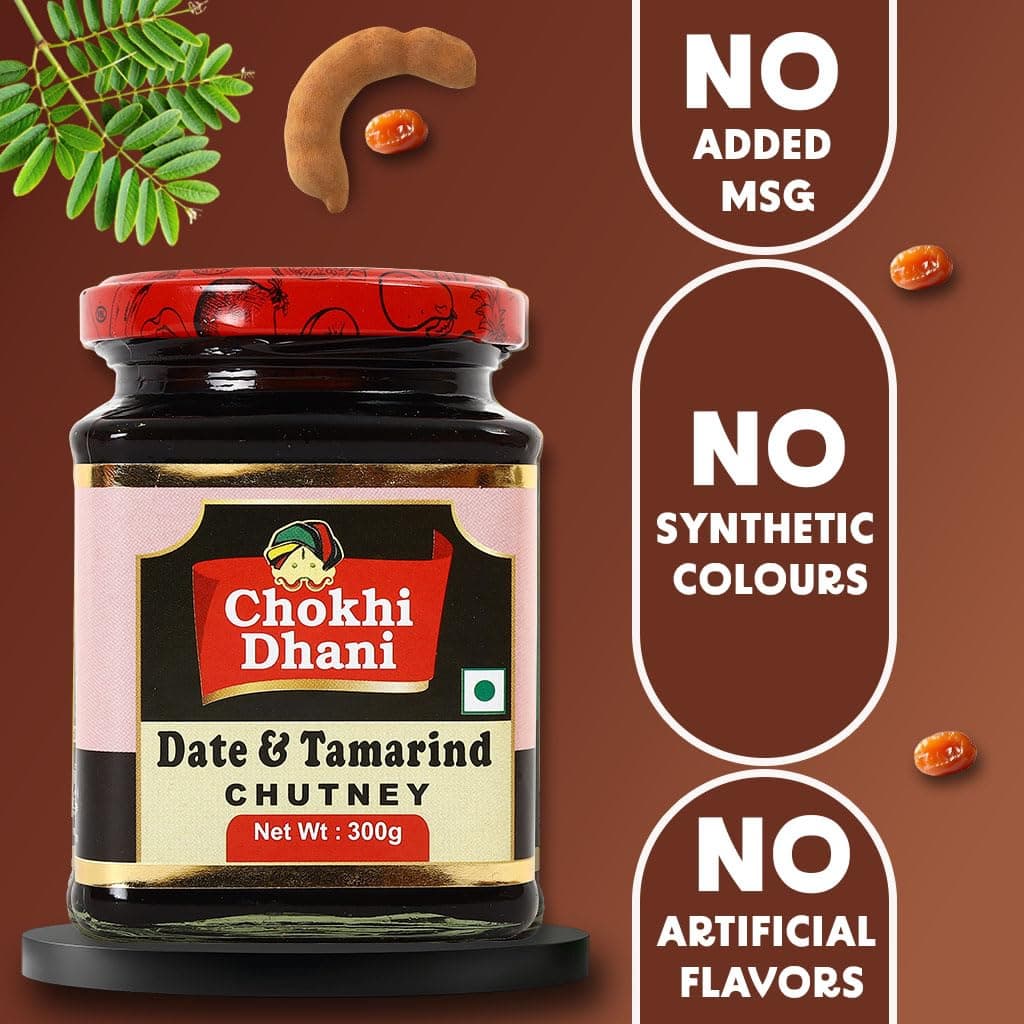 Chokhi Dhani Tamarind Date Chutney 300g | Authentic Imli Khajoor Ki Khatti Meethi Chutney | Sweet & Tangy Dip for Chaat, Samosa, Pakora & Snacks | Jain-Friendly | No Preservatives | Pack of 1 — image 5