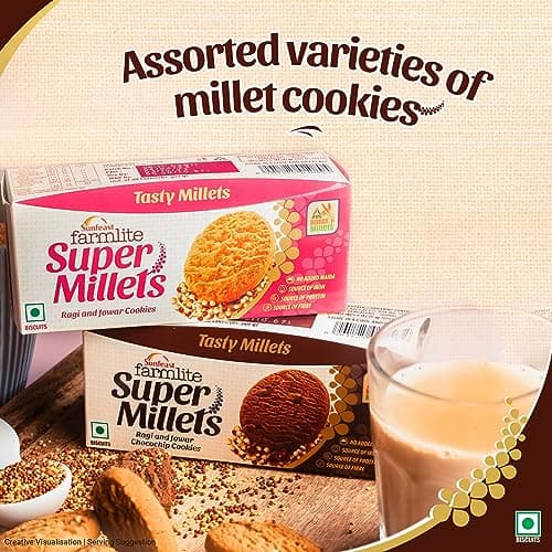 sunfeast Farmlite Super Millets Ragi and Jowar Chocochip Cookies, Delightfully Tasty & Crunchy, Made with No Added Maida, Millet Biscuits, 75g — image 7