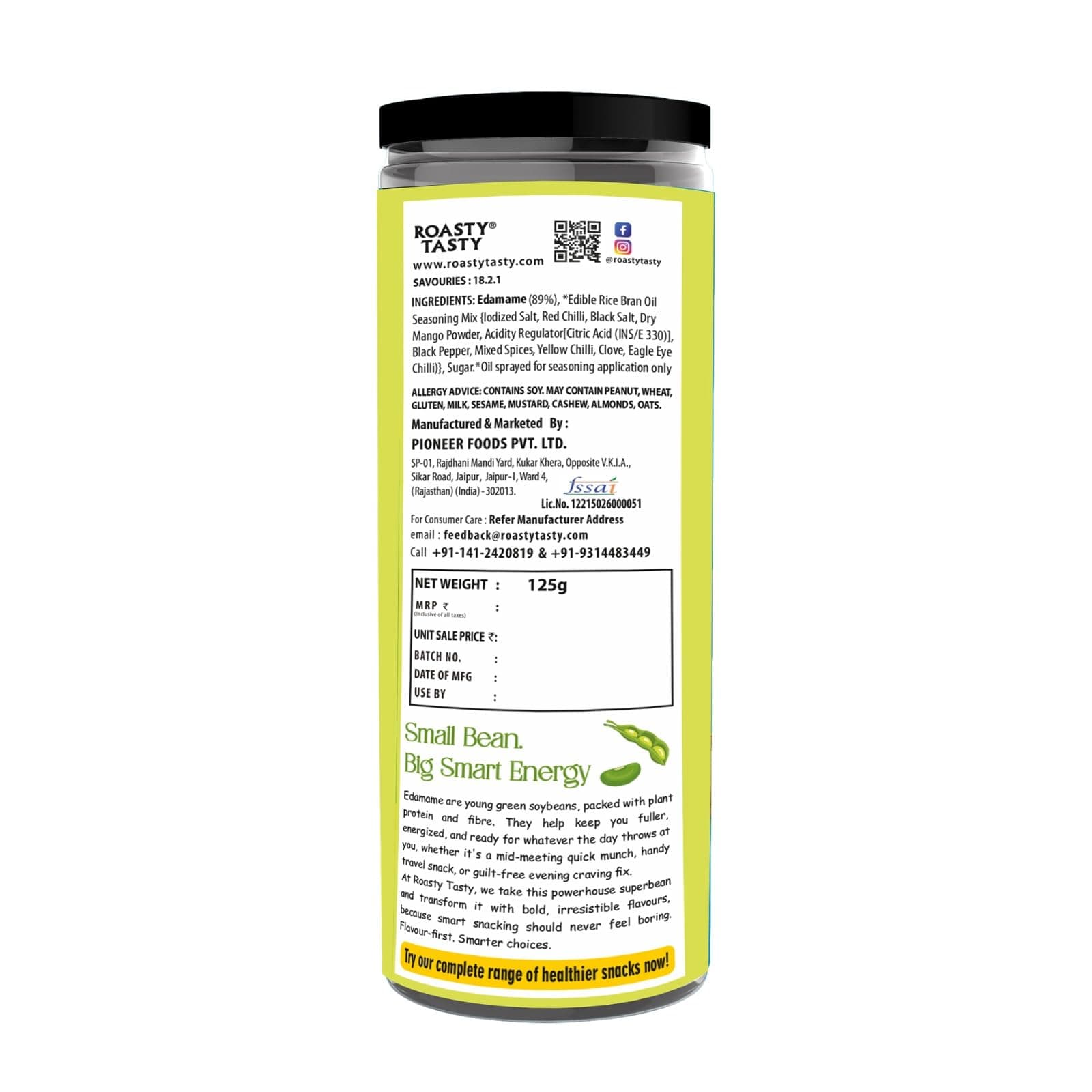 Roasty Tasty Roasted Edamame Beans Chatpata 125g | 12g Plant Protein Per Serve | High Protein Snack | Crunchy Roasted Beans | Low Calorie Healthy Snacks for Weight Loss | Healthy Namkeen | 4g Fibre Per Serve | Gluten Free Protein Snacks — image 6