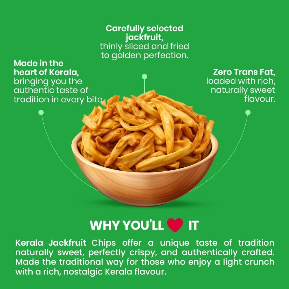 Kerala Thingz Jackfruit Chips Kerala 300g | Crispy Jackfruit | Authentic Namkeen | Healthy Chips Pack | Healthy Snacks for Adults & Healthy Snacks for Kids | Premium Jackfruit chips from Kerala | Chakka chips (300g) — image 4