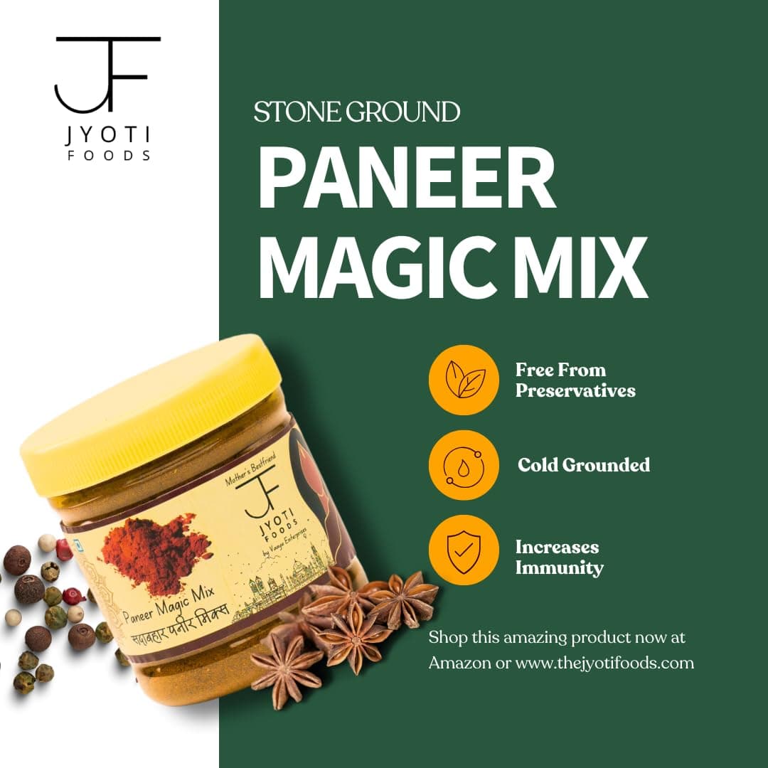 Jyoti Foods Authentic Paneer Masala Mix 100g | No Onion No Garlic | Stone Ground | Traditional Indian Spice Blend | Rich in Taste & Aroma | No Preservatives or Artificial Colors Free Spoon Inside — image 3