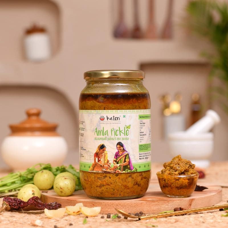 Katori Amla Pickle 450g | Traditional Homemade Amla Achar | Sun Cured Indian Gooseberry Pickle in Mustard Oil | No Preservatives | No Onion and Garlic — image 2