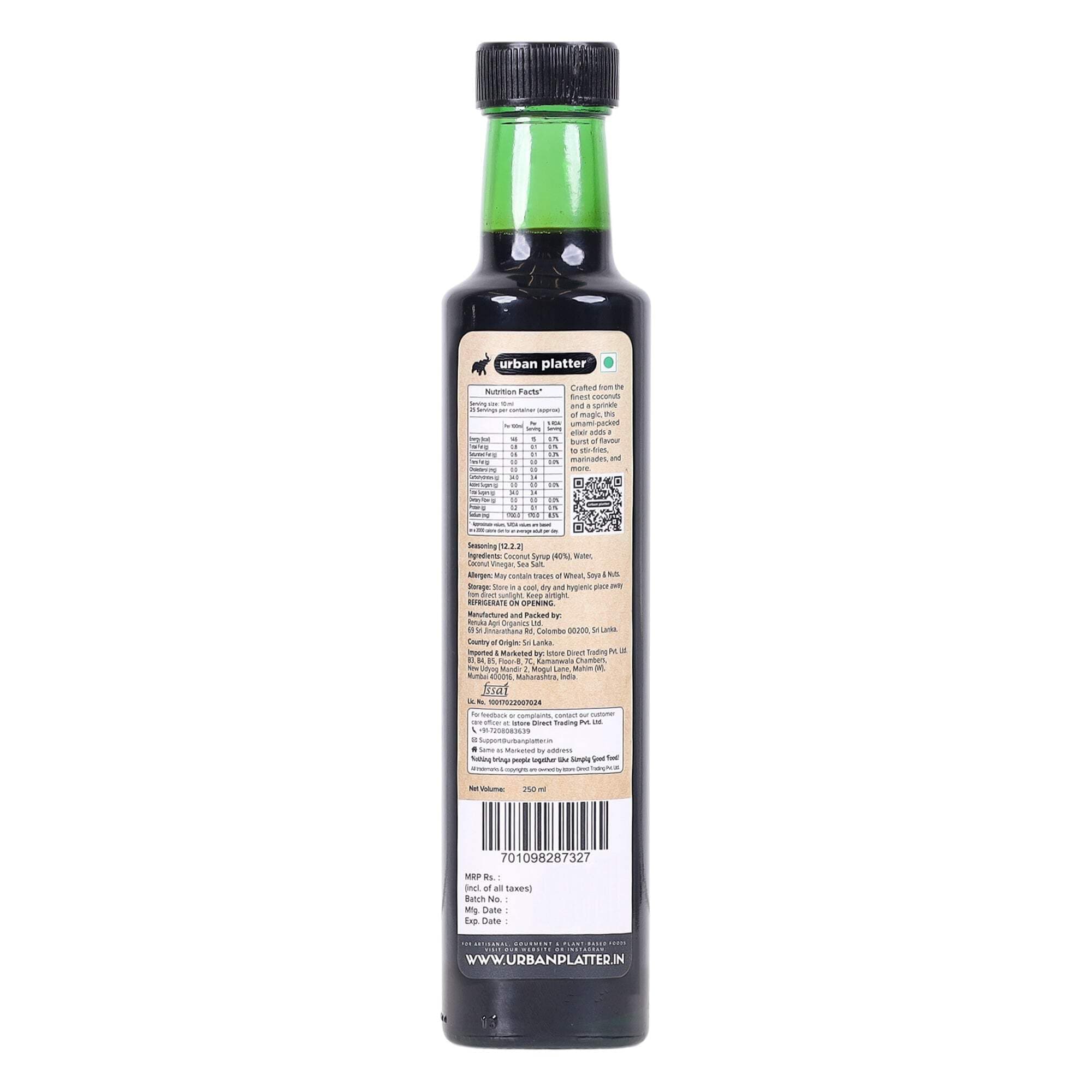 Urban Platter Coconut Aminos, 250ml (Umami Seasoning Sauce, Soy-Free, Gluten-Free, Perfect for Dipping Asian appetizers, for dressings and More) — image 2
