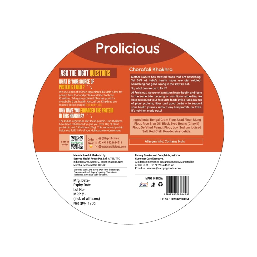Prolicious Khakhra Chorafali High Protein Khakhra | Upgrade Your Snacking | 10g Protein + 5g Fibre | Same Crunch, Snack Smarter | Plant Based, Jain | No Palm Oil | 170g — image 4