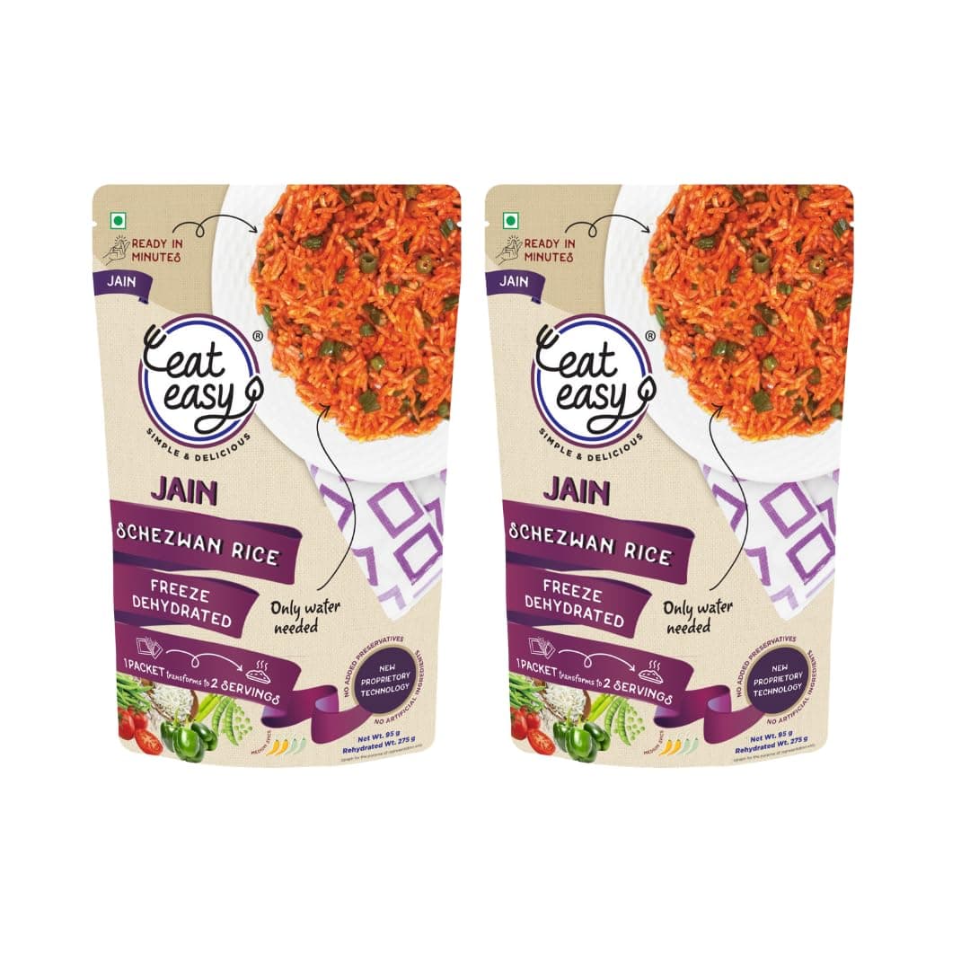 Eat Easy Ready to Eat Jain Schezwan Rice – 95g Each (Pack of 2) | No Garlic & Onion, No Moisture, Freeze Dehydrated, Instant Chinese Style Veg Rice for Quick Lunch, Dinner | No Preservatives | Just Add Hot Water — image 4