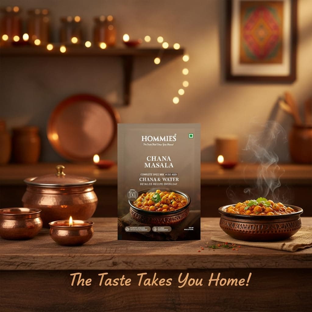 Hommies Chana Masala Spice Mix | Ready to Cook in 15 Mins | Authentic Chhole Curry Masala | Just Add Chickpeas & Water | Serves 4 | Made with Cashew Nuts | No Preservatives | Pack of 4 (200g, 50g Each) — image 4