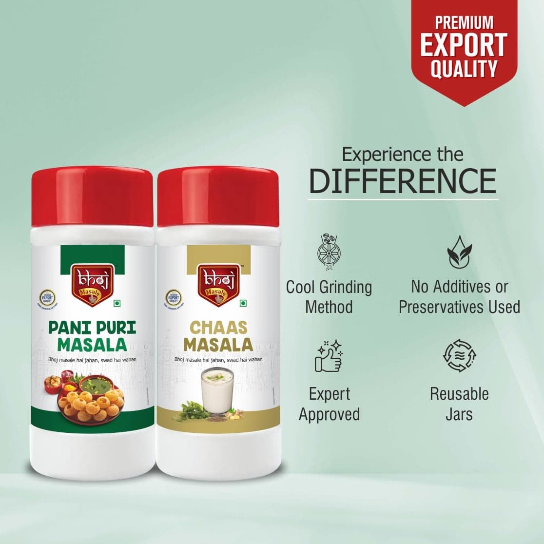 Bhoj Masale Pani Puri And Chaas Masala Powder Combo Pack Net 450GM Each Total Gross 1 kg (net 0.9kg) | Aromatic Jain Spice for Flavorful Indian Cooking | For Flavorful Cooking | No Artificial Flavor Added — image 4