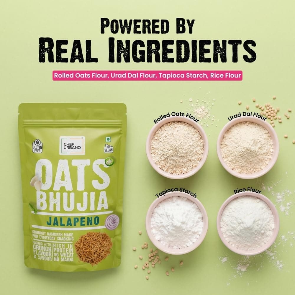 Chef Urbano Oats Bhujia - Jalapeno Flavour (70g) | Gluten Free & Vegan | High Fiber & Protein | No Wheat No Maida | Light & Healthy Everyday Snacking - Pack of 1 — image 3