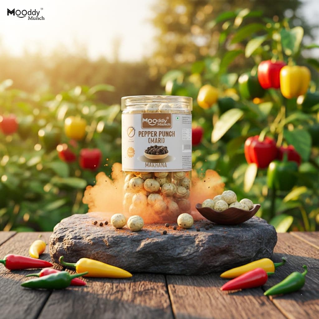 Mooddy Munch Pepper Punch (Mari) Jain Flavour & Roasted Makhana(70gm) Jain Variety, No Onion No Garlic — image 3