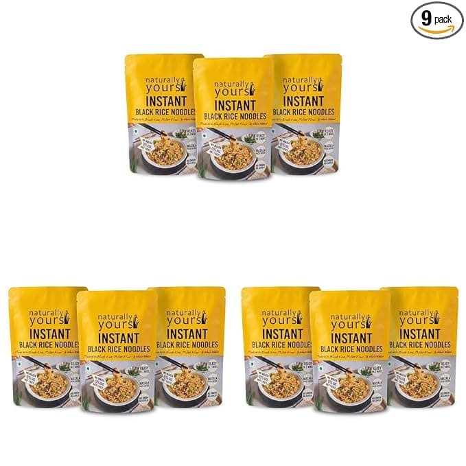 Naturally Yours Black Rice Instant Ramen Noodles | Black Rice, Millet & Whole Wheat | No Maida, No MSG, Not Fried | No Onion No Garlic, Jain Friendly | Ready in 2 Minutes | 175g Pack 3 (Pack of 3)