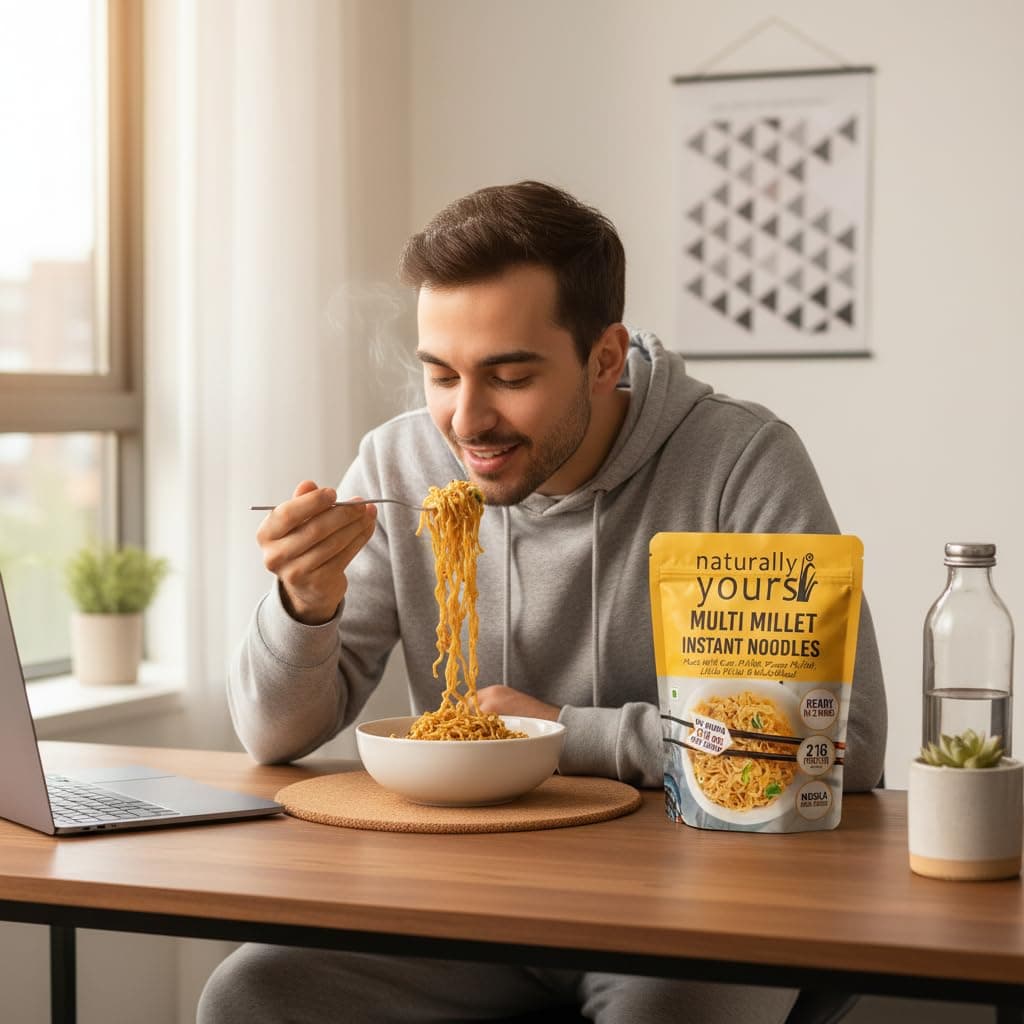 Naturally Yours Multi Millet Instant Noodles 175g | Kodo & Little Millet + Whole Wheat | 21g Protein | High Fiber | No Maida | Non-Fried | No Onion No Garlic Jain-Friendly | Tastemaker | Pack of 1 — image 7