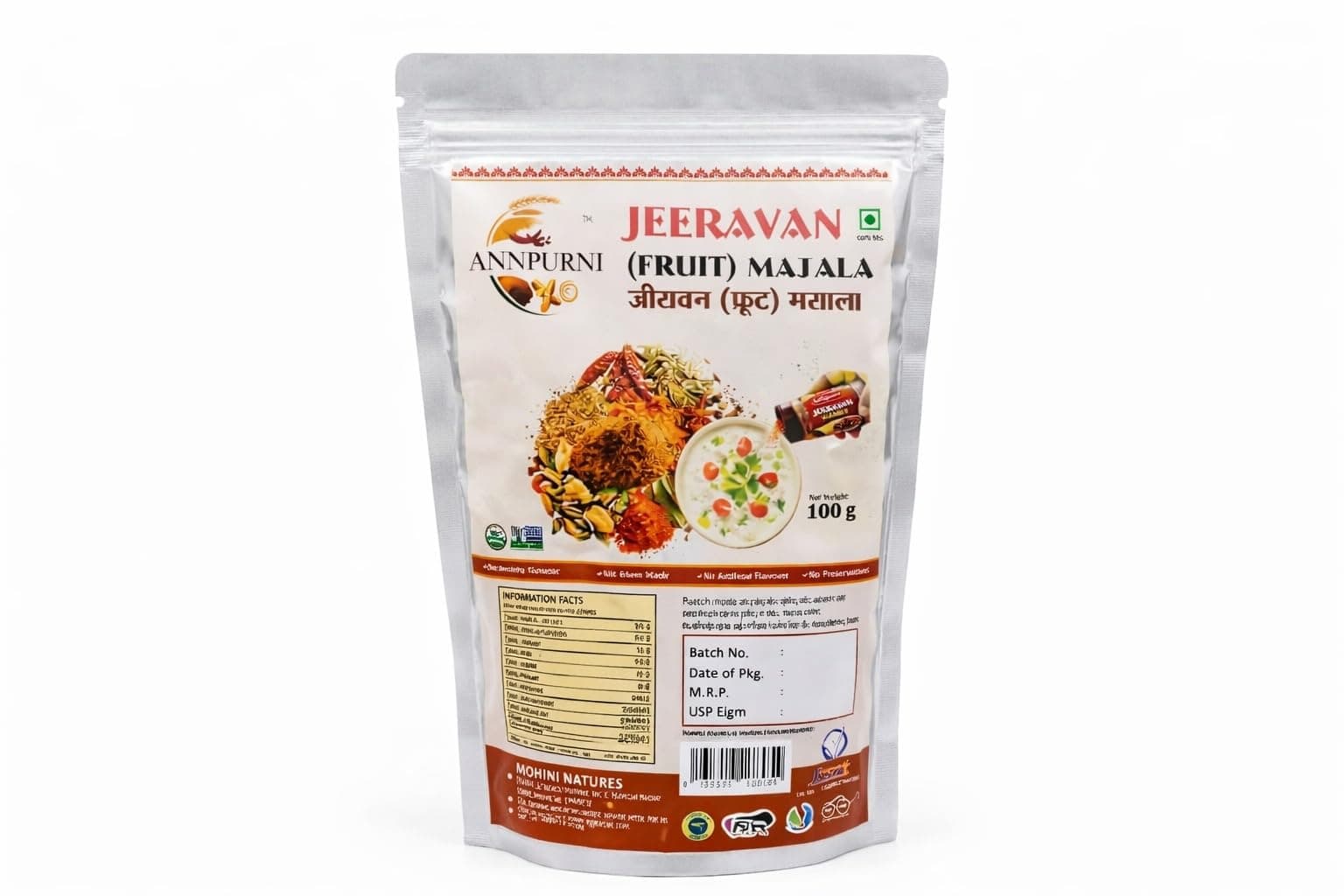 ANNPURNI Jeeravan Fruit Masala 100g | Special Fruit Masala Powder | Tangy & Spicy Chaat Masala for Fruits, Salads & Snacks | No Artificial Flavours, No Preservatives — image 4