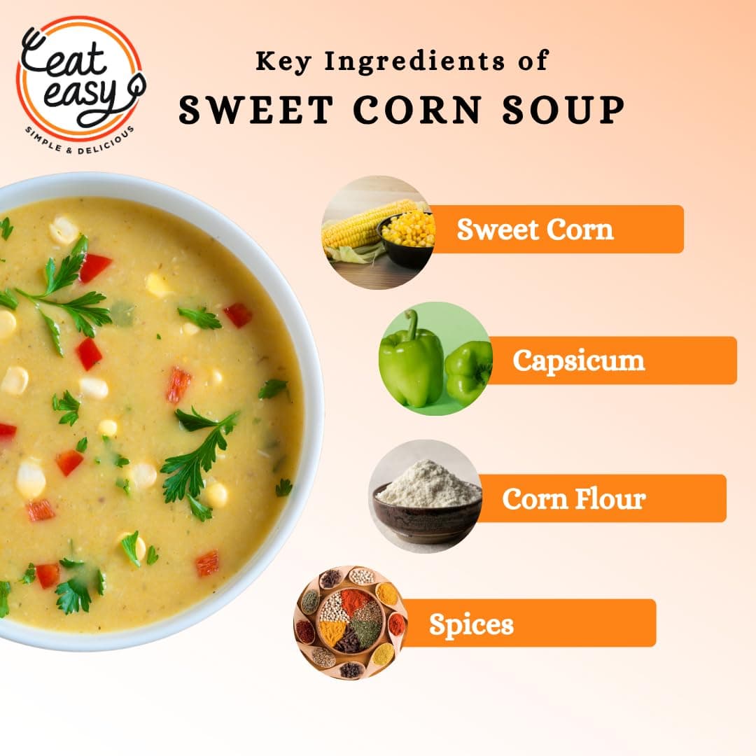 Eat Easy Ready To Eat Sweet Corn Soup 40 gram (Pack of 2) I Just Add Water and Cook I Freeze Dehydrated Organic Healthy Instant Creamy & Tasty Soup Packet for Travel, Camping or Trekking Meal, Hostel Students I No Preservatives — image 6