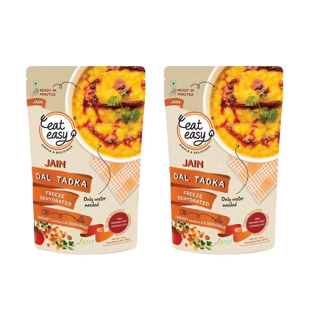 Eat Easy Ready To Eat Jain Dal Tadka, 62gm (Pack of 2), Delicious Instant Food | High Protein & Fiber, Freeze Dehydrated Healthy Instant Travel Food | 100% Veg | No Preservatives | Just Add Water and Cook — image 2