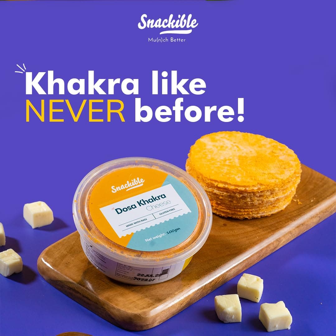 Snackible Cheese Dosa Khakra (Pack of 3) - 100gm | Healthy Snack | Millet Snack| No Palm Oil | High Fibre | Zero Transfat | Zero Cholestrol | Healthy Khakra — image 7