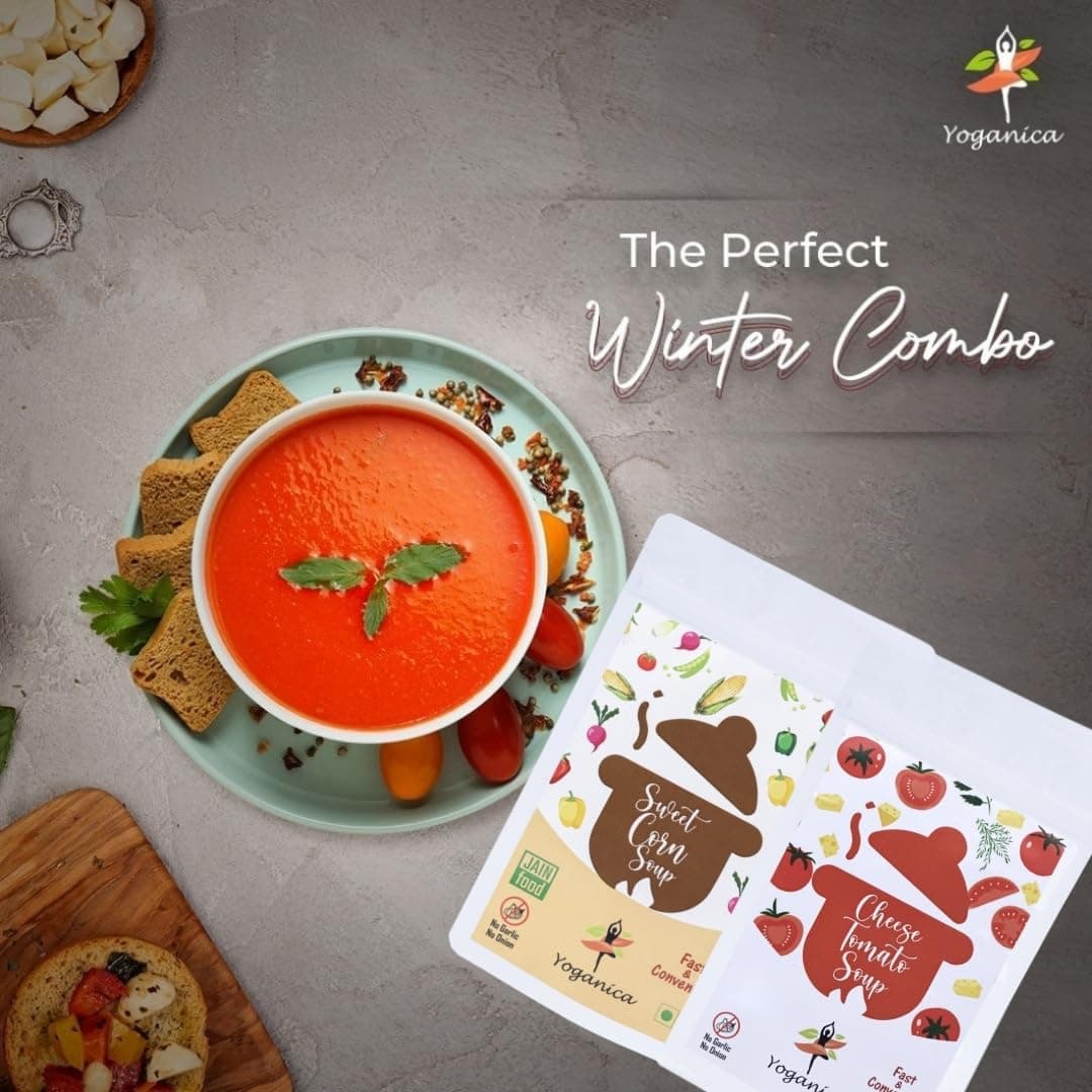 Yoganica Instant Pure Veg Soup Combo 100g x 2 (20 Servings) | No Onion No Garlic Soup Premix | Cheese Tomato & Sweet Corn Soup Premix | Ready-to-Cook Veg Soup | Light, Diet-Friendly & Easy to Digest — image 7