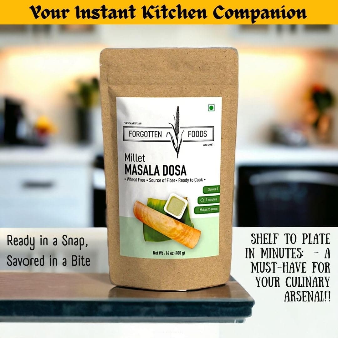 Forgotten Foods Millet Masala Dosa 400g - Wheat Free Instant Dosa Mix with Kodo and Little Millets - High Fiber, Plant Proteins, Low GI, No Soda, No Preservatives - Makes 15 Dosas, Serves 5 — image 5
