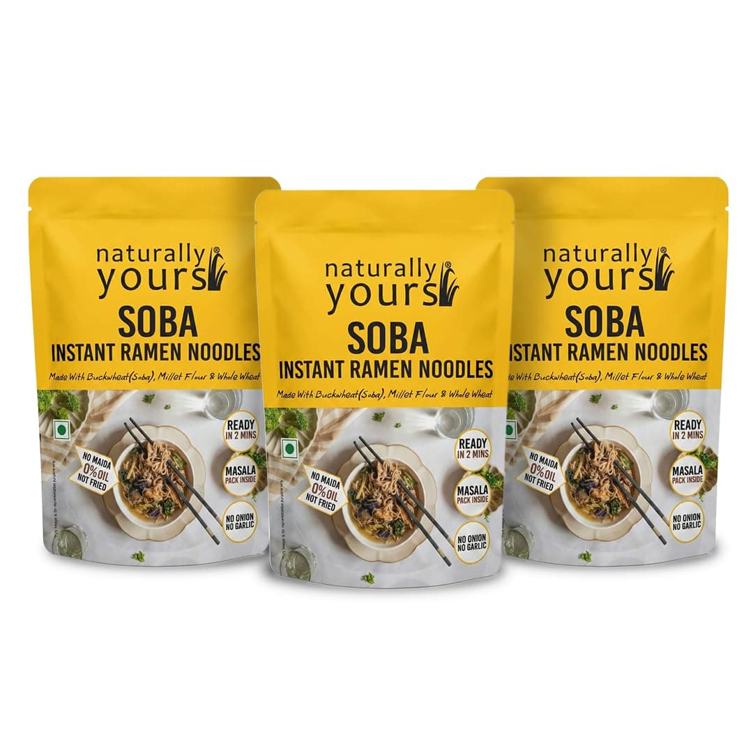 Naturally Yours Soba Instant Ramen Noodles | Buckwheat, Millet & Whole Wheat | High Protein & Fiber | No Maida, No MSG, Not Fried | No Onion No Garlic, Jain Friendly | Ready in 2 Minutes | 175g Pack 3 — image 2