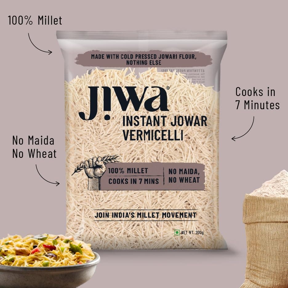 Jiwa Instant Jowar Vermicelli | 200 G | Cooks in 7 Minutes | Ready to Cook | 100% Millet | No Maida, No Atta | Gluten Free — image 4