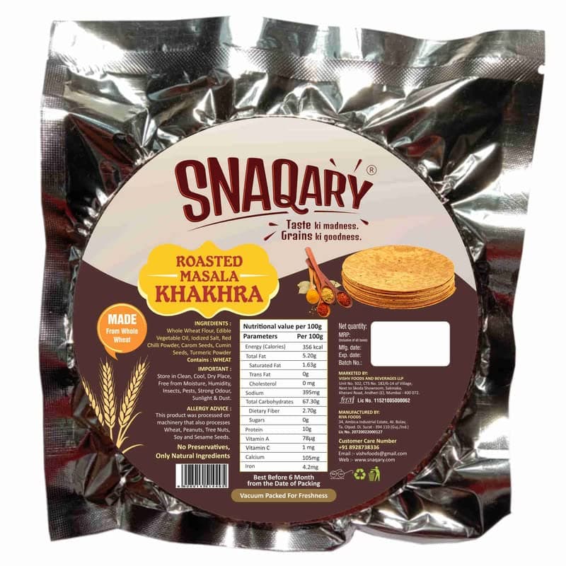 Snaqary Multigrain Khakhra Combo - Methi, Masala, Plain, Moong & Jeera | Wholesome Indian Snacks, 100% Natural, Diet-Friendly Delight (5 Packs, 200g Each) — image 7