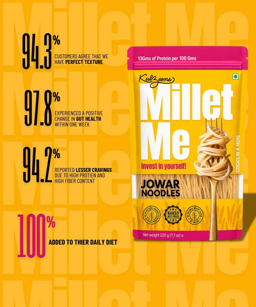 Millet Me by Kuizeens Gluten-Free Jowar Noodles - 220G (Pack of 2 ) | High-Protein SorghumNoodles | Gluten-Free Delight | Easy-to-Make | No MSG | No Preservatives | Low Glycemic |Jain | No Onion & Garlic — image 3