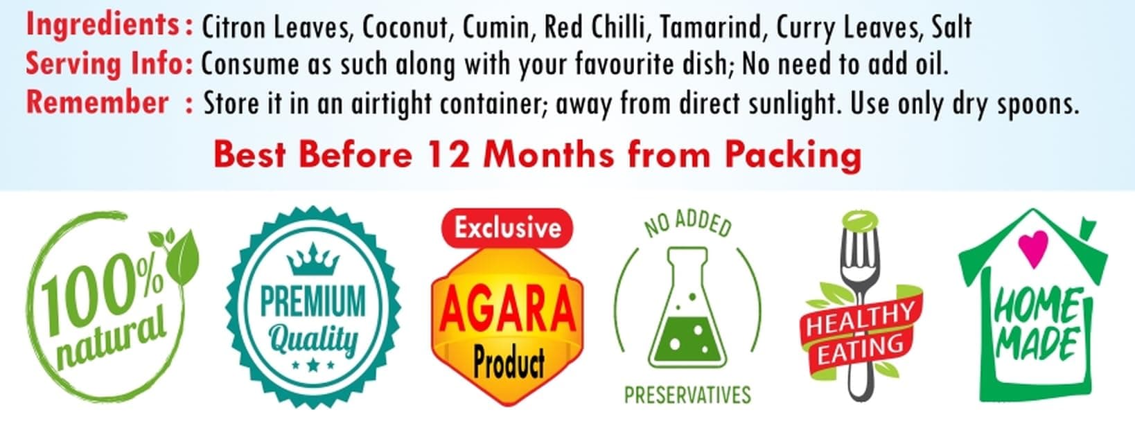 Agara Citron Leaves Chutney Powder - 100 g x 2 packs - Pure Natural - Healthy Digestive Aid - Homemade - Ready to Eat - No Preservatives - Rich Taste - Unique Product Available Only from Agara Foods, Kanyakumari — image 4