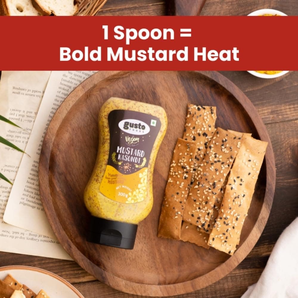 Gusto Foods Kasundi Mustard Sauce 300gram | Authentic Pungent for Salad Dressings | Traditional Kasundi Mustard Sauce Bengali | Ready-to-use | Plant-based & Vegan | No chopping, grinding | No extra prep needed — image 6
