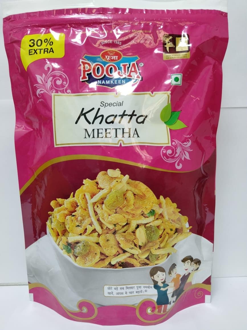 POOJA Khatta Meetha Namkeen Mixture – Roasted Indian Snack | No Onion No Garlic | Crispy & Healthy | Sweet & Tangy Flavor | Vegetarian | Pack of 2 (360g Each) — image 4