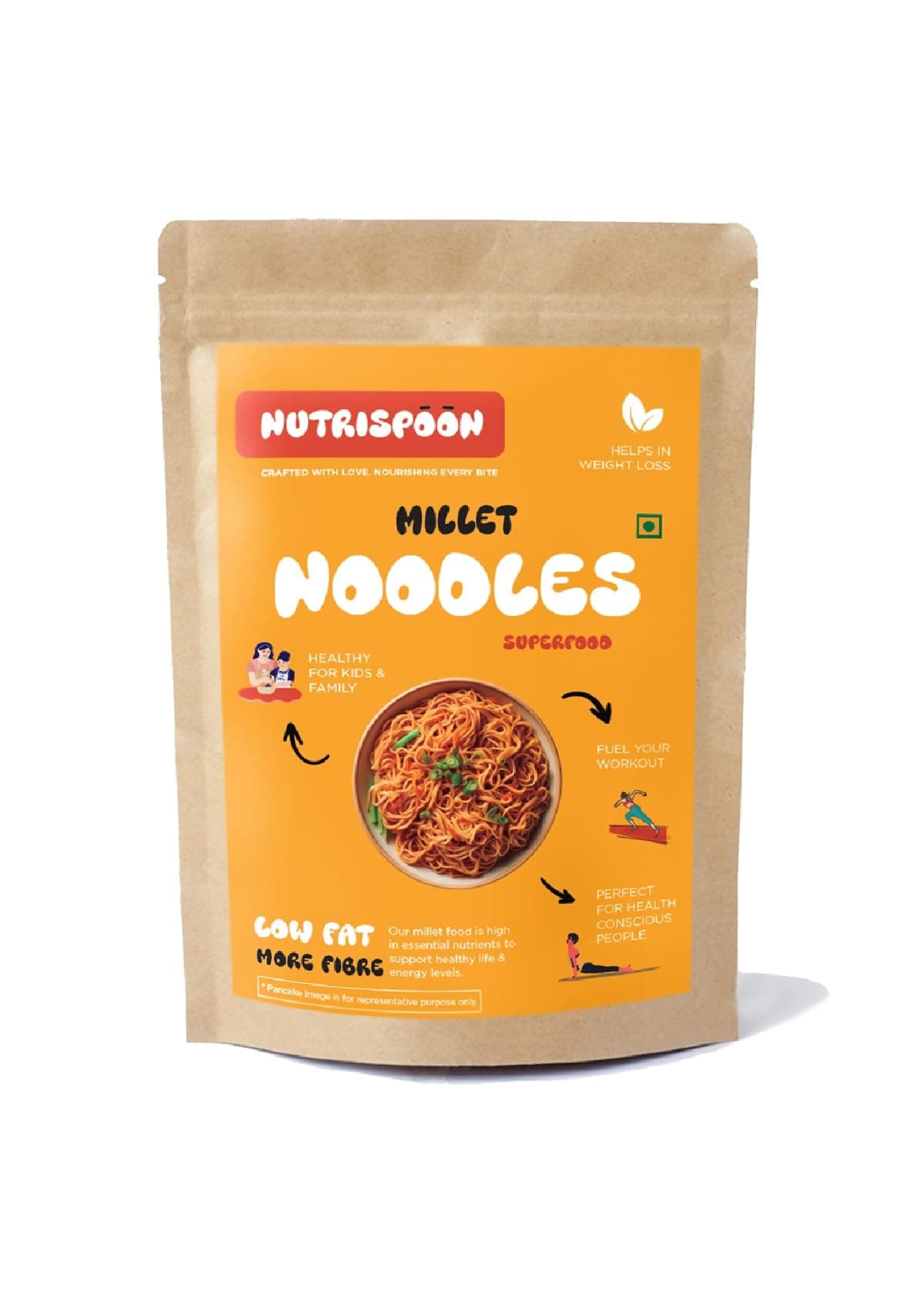 Nutrispoon Millet Noodles/Superfood Supergrain/Made of Healthy Millet and Whole Wheat/150g